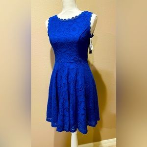 Lacy Sleeveless Blue Dress short